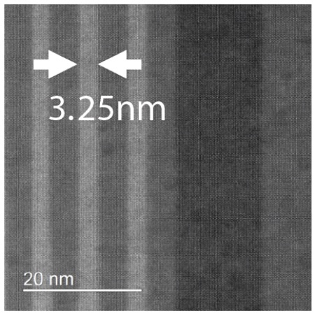 AC-STEM image from an ultrathin layer in an LED device.