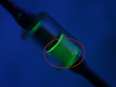 Dye penetrant failure on a double slug glass diode