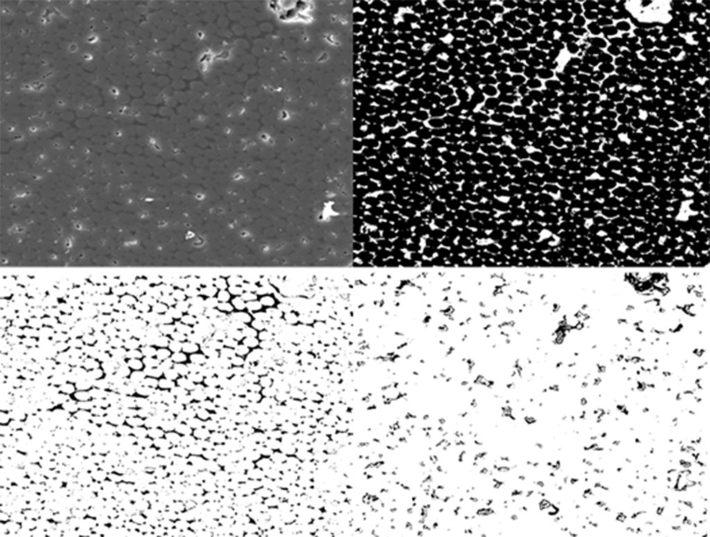 Image analysis for metallurgical testing from a digital x-ray or cross sectional image.