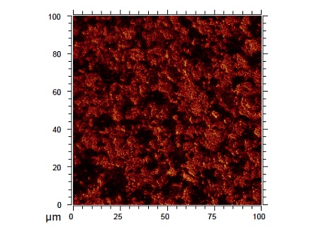 This is a secondary ion image recorded from the surface of a lithium titanate (Li4Ti5O12) anode.