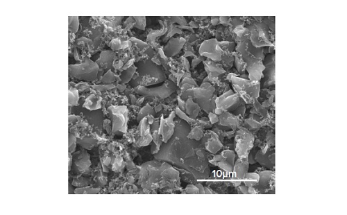 This is an SEM image of a freshly prepared carbon based anode film.