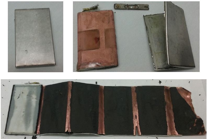 Disassembled battery in a battery characterization project.