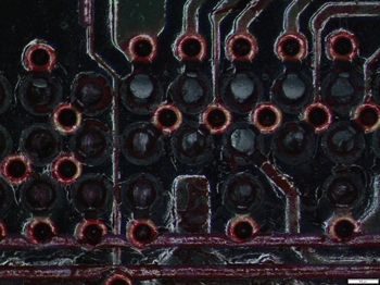 Dye and Pry: BGA Pryed PCB side