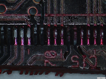 Dye and Pry: PQFP PCB side