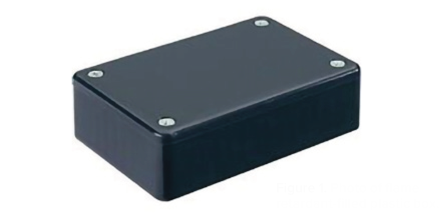 Figure 1. Photo of flame retardant-filled plastic box.