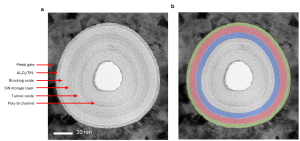 TEM image of a 3D NAND structure from a planview lamella