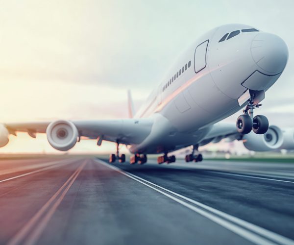 Airplane,Taking,Off,From,The,Airport.,3d,Rendering,And,Illustration.